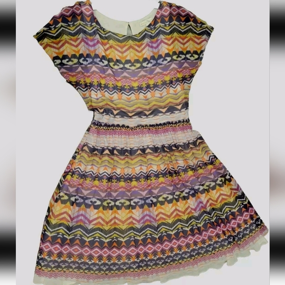 Anthropology printed mesh dress with tulle underskirt - Picture 1 of 6